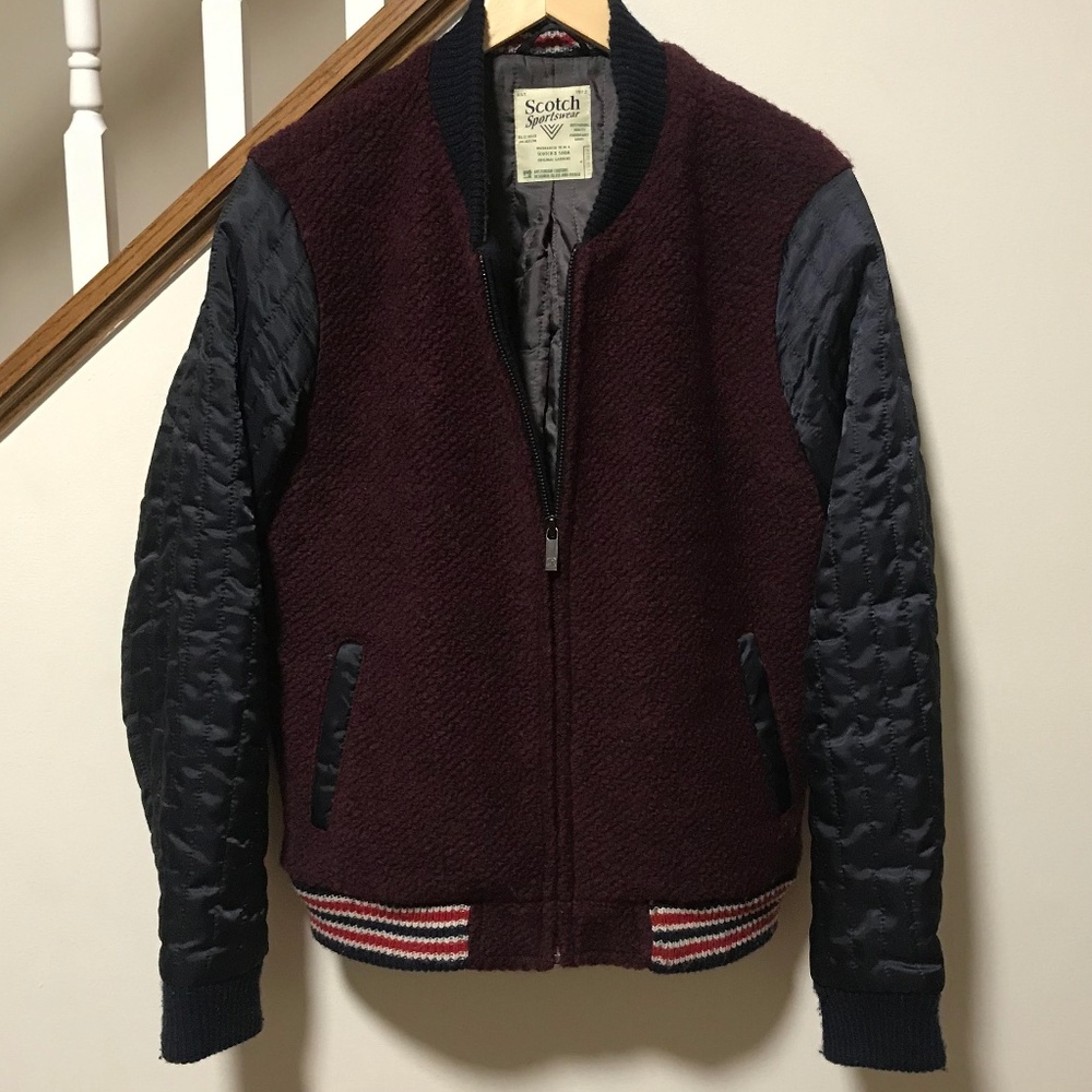 Scotch & Soda Knit Bomber w/Nylon Sleeves